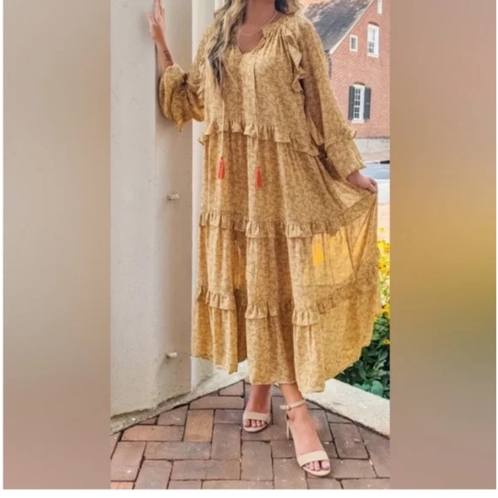 &Merci Floral Oversized Maxi Dress Boho Cottagecore
